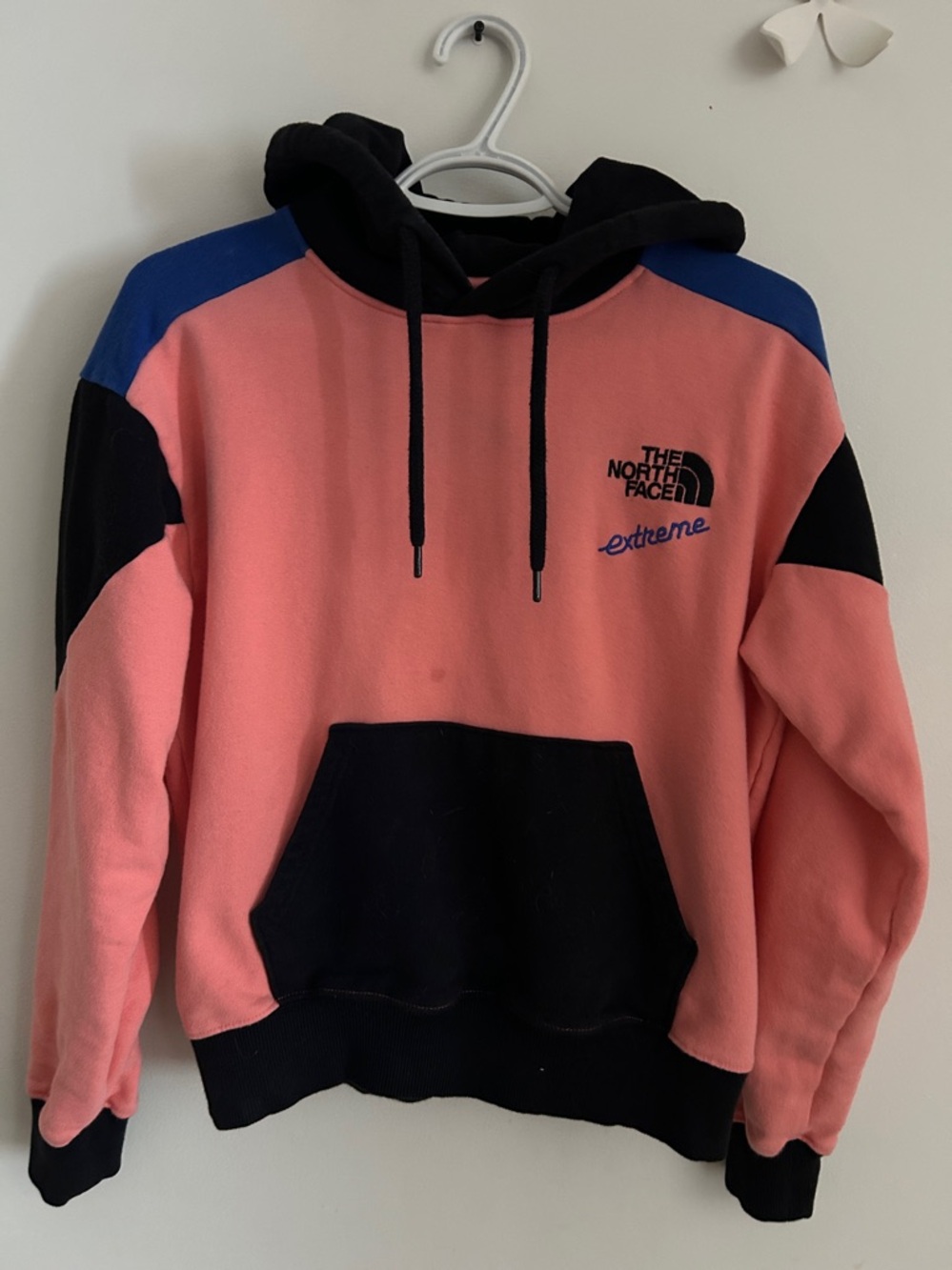 The North Face Pink and Black Fleece Hoodie Sweater